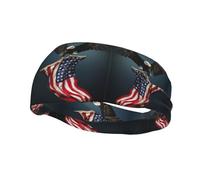 Fascia per capelli unisex, per adulti, con aquila calva 3D che vola con bandiera americana, fascia elastica per capelli, traspirante, per fitness e allenamento
