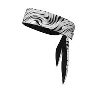 Fascia per capelli unisex per adulti con laccetto da annodare, in nastro bianco e nero, 6 fasce per la testa, traspirante, per allenamento, corsa, yoga, bici