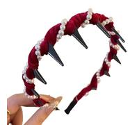 Fascia per capelli vintage con perle artificiali di cranio alto, fasce per capelli alla moda da donna, fasce per capelli con perle artificiali con cerchi per denti, fasce per capelli per donne, feste