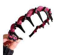 Fascia per capelli vintage con perle finte color cranio alto, elegante, per donne e ragazze, fascia per capelli da sposa, accessori per capelli con strass, fascia larga per feste di nozze (rosso con