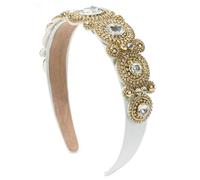 Fascia per capelli vintage larga con strass per donna, fascia per capelli in raso di cristallo Elegante accessorio per capelli da sposa per festa di nozze