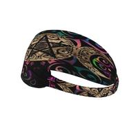 Fascia per capelli Wiccan con triplice luna e pentagramma della dea, fascia elastica unisex, fascia traspirante per sport, corsa, yoga.