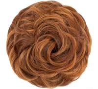 Fascia per chignon con capelli ricci, resistente al calore, sintetica, 18 cm, colore marrone (rosso tiziano)