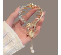 Fascia per chignon con nappe, accessorio floreale per capelli per uso quotidiano (bianco)