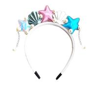 Fascia per Chioma a Tema Oceano Conchiglie e Stella del Mare Blu | Decorazione Perlata, Stile Sirena e Festa in Maschera, per Outfit Infantili e Foto Vivaci