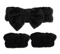 Fascia per Chioma Fiocco Nera in Stoffa per Viso e Spa | Set da 3 Pezzi, Stile Chic e Decorato, Tiene i Chioma Lontani dal Volto, per Amiche