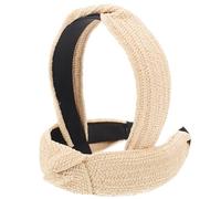 Fascia per Chioma Intrecciata Rafia Beige, 2 Pezzi, Donna | Stile Semplice e Chic, Comoda Durante il Make-up il Relax, per Feste e Momenti di Tempo Libero