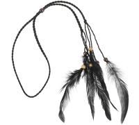Fascia per Chioma Piuma Bohemien da Donna in Pelle Nera | Leggera e Flessibile, Stile Etnico alla Moda, per Festa di Natale e Mascherata