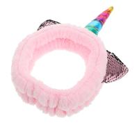 Fascia per Chioma Unicorno Rosa in Pile Corallo Antiscivolo | Morbida e Soffice, Facile da Indossare, per Routine Mattutina, Spa, Donne e Ragazze