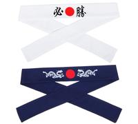 Fascia per Chioma Unisex Bushido Giapponese in Cotone 2 Pezzi | Traspirante, Tiene i Chioma Lontani dal Viso, Morbida, Assorbe Sudore, per Sport e Cosplay