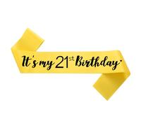 Fascia per compleanno per ragazze, con scritta "It's My 21st Birthday", regalo di compleanno per ragazzo, decorazioni e forniture per feste, giallo con nero