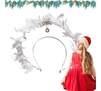 Fascia per costume da angelo, con di elfo e piuma, decorazione natalizia, d'angelo nere e fascia per capelli, abbigliamento e accessori di scena per Natale, Halloween