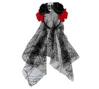 Fascia per il fitness, per Halloween, con fiori di rosa, costume messicano, corona gotica, scheletro, in pizzo, per cosplay, ragazza, copricapo (rosso anguria, taglia unica)