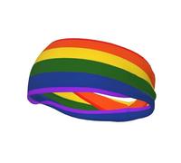 Fascia per il sudore con stampa bandiera arcobaleno, per uomini e donne, per corsa, fitness, yoga, ciclismo, antisudore antiscivolo