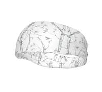 Fascia per il sudore con stampa di boschi grigi e uccelli, per uomini e donne, antiscivolo, resistente e di lunga durata