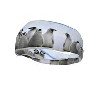 Fascia per il sudore con stampa di giovani pinguini con neve per uomini e donne, traspirante, antiscivolo, durevole e di lunga durata