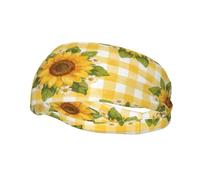 Fascia per il sudore con stampa di girasole a scacchi, traspirante ed elastica, fascia sportiva per tutto il giorno