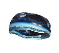 Fascia per il sudore con stampa di pianeti spaziali, per uomini e donne, antiscivolo, resistente e di lunga durata