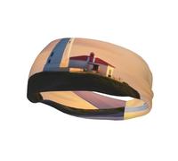 Fascia per il sudore decorativa alla moda sportiva FUUNTL Faro Beach Picture Fasce per uomini e donne