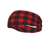 Fascia per il sudore decorativa alla moda sportiva YYHHAOFA Red Black Buffalo Check Printed Fasce per uomini e donne