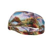 Fascia per il sudore decorativa alla moda sportiva YYHWHJDE Little World Under the Rainbow Pattern Fasce per uomini e donne