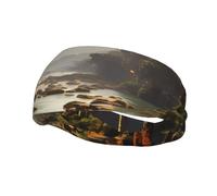 Fascia per il sudore decorativa sportiva alla moda con immagini di montagne e fiumi FUUNTL per uomini e donne