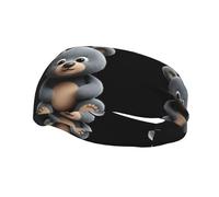 Fascia per il sudore decorativa sportiva alla moda HJFCZH Cute Little Grizzly Bear Stampe traspirante elastico adatto per ciclismo yoga corsa