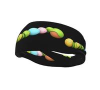 Fascia per il sudore decorativa sportiva alla moda HJFCZH Easter Egg Caterpillar Stampe traspirante elastica adatta per ciclismo, yoga, corsa