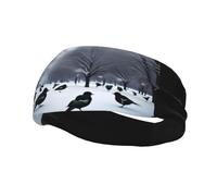 Fascia per il sudore decorativa sportiva alla moda QQOUPP Uccelli nel parco in una giornata di neve Stampato traspirante elastico adatto per ciclismo, yoga, corsa