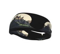 Fascia per il sudore decorativa sportiva alla moda WHJSSF Il castello sulla cima della collina Stampa traspirante elastica adatta per ciclismo, yoga, corsa