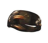 Fascia per il sudore decorativa sportiva alla moda WHJSSF Piccolo coniglio grigio che tiene il pane Modello traspirante elastico adatto per ciclismo yoga corsa