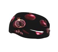 Fascia per il sudore decorativa sportiva alla moda WHJSSF Ruby-like melograno Stampa traspirante elastica adatta per ciclismo, yoga, corsa