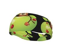 Fascia per il sudore decorativa sportiva alla moda WHJSSF The Little Bear In The Fruit Picture traspirante elastica adatta per ciclismo, yoga, corsa