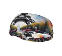 Fascia per il sudore decorativa sportiva alla moda WHJSSF Torre Eiffel Parigi Quadro quadro traspirante elastico adatto per ciclismo yoga corsa