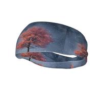 Fascia per il sudore decorativa sportiva alla moda WHJSSF Tree Under The Snowflakes Immagine traspirante elastica adatta per ciclismo, yoga, corsa