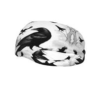 Fascia per il sudore decorativa sportiva alla moda YYHWHJDE Black Crow Birds Pattern Fasce per uomini e donne
