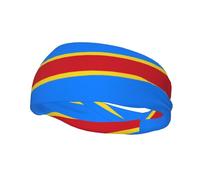 Fascia per il sudore sportiva con bandiera del Congo, unisex, elastica, traspirante e traspirante