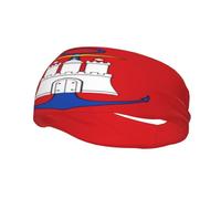 Fascia per il sudore sportiva con bandiera di Amburgo, unisex, elastica, traspirante e traspirante