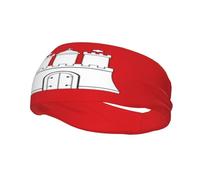 Fascia per il sudore sportiva con bandiera di Amburgo, unisex, elastica, traspirante e traspirante