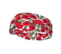 Fascia per il sudore sportiva con motivo floreale con papaveri, per uomini e donne, traspirante, antiscivolo, durevole e di lunga durata