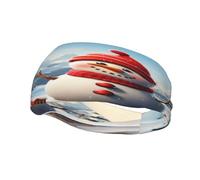 Fascia per il sudore sportiva con pupazzo di neve sulle montagne innevate, unisex, elastica, traspirante e traspirante