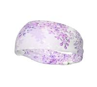 Fascia per il sudore sportiva da uomo e da donna, con fiori lilla e stampa floreale, per corsa, fitness, yoga, ciclismo, antisudore antiscivolo
