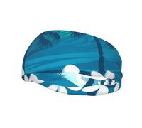 Fascia per il sudore sportiva, Fasce per capelli unisex Fasce per capelli Fascia per capelli per palestra, ciclismo, tennis,Surf tropicale blu con le palme