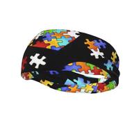 Fascia per il sudore sportiva per la consapevolezza dell'autismo, con stampa a forma di cuore, fascia elastica traspirante per capelli, per corsa, ciclismo, yoga, palestra, unisex