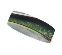 Fascia per il sudore sportiva per uomo e donna, fascia per il sudore traspirante, verde campo da baseball sfondo in spugna elastica fascia per capelli atletica per yoga, tennis, corsa, basket