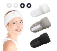 Fascia per il trucco regolabile in 3 pezzi, fascia per il lavaggio del viso, spa, bellezza, spa, fascia per il viso in spugna per yoga, anello per asciugamano autoadesivo e 4 anelli per capelli.