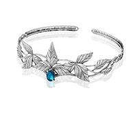 Fascia per la fronte regolabile da dea greca con foglie in lega e cristalli, corona da elfo per ballo di fine anno, festa di compleanno, San Valentino, costume, Strass