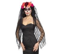 Fascia Per La Giornata Dei Morti Con Rose E Velo Costume Di Halloween