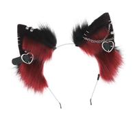 Fascia per la testa che il viso - Fascia per orecchie di gatto, orecchie da orco punk gotico | Copricapo con orecchie pelose con cuore in metallo e decorazione a catena, fascia per orecchie di an