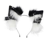 Fascia per la testa che il viso - Fascia per orecchie di gatto, orecchie da orco punk gotico | Copricapo con orecchie pelose con cuore in metallo e decorazione a catena, fascia per orecchie di an
